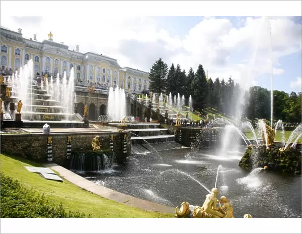 The Grand Cascade at Peterhof Palace (Petrodvorets), St. Petersburg, Russia, Europe