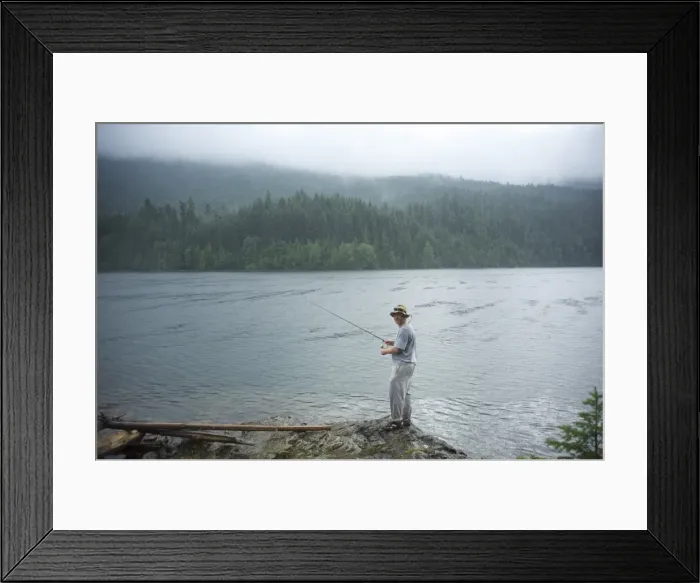 Framed Print : Man, 30 years old, fishes on Ross Lake, North Cascades National Park, Washington Framed Print : Man, 30 years old, fishes on Ross Lake, North Cascades National Park, Washington