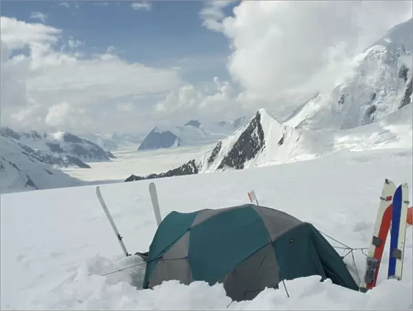 Tent set at 9700 ft camp, Denali National Park, Alaska, United States of America