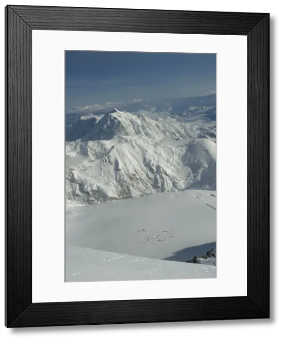 Framed Print : View of 14000 ft camp with Mount Hunter in distance, Denali National Park Framed Print : View of 14000 ft camp with Mount Hunter in distance, Denali National Park