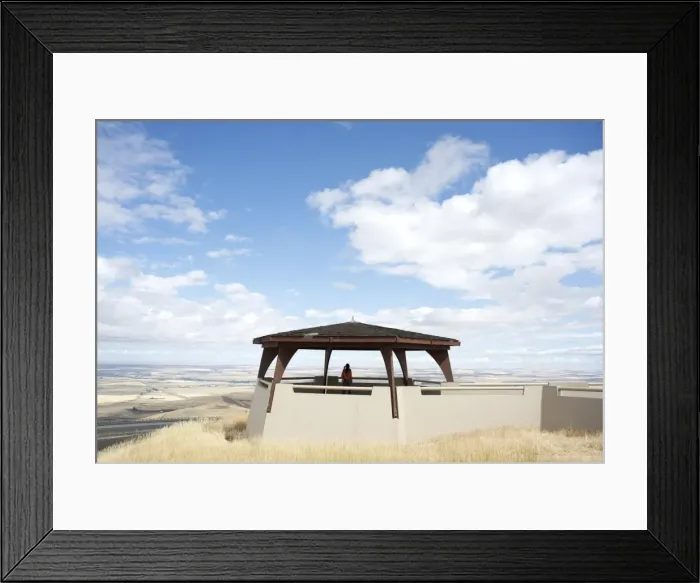 Framed Print : Woman takes picture of farmland, Highway 84, near Pendelton, Oregon, United States of America Framed Print : Woman takes picture of farmland, Highway 84, near Pendelton, Oregon, United States of America