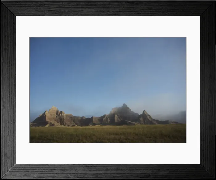 Framed Print : Morning mist rises in Badlands National Park, South Dakota, United States of America Framed Print : Morning mist rises in Badlands National Park, South Dakota, United States of America