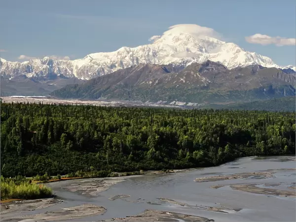 Mount McKinley (Mount Denali) and Chulitna River, Alaska, United States of America