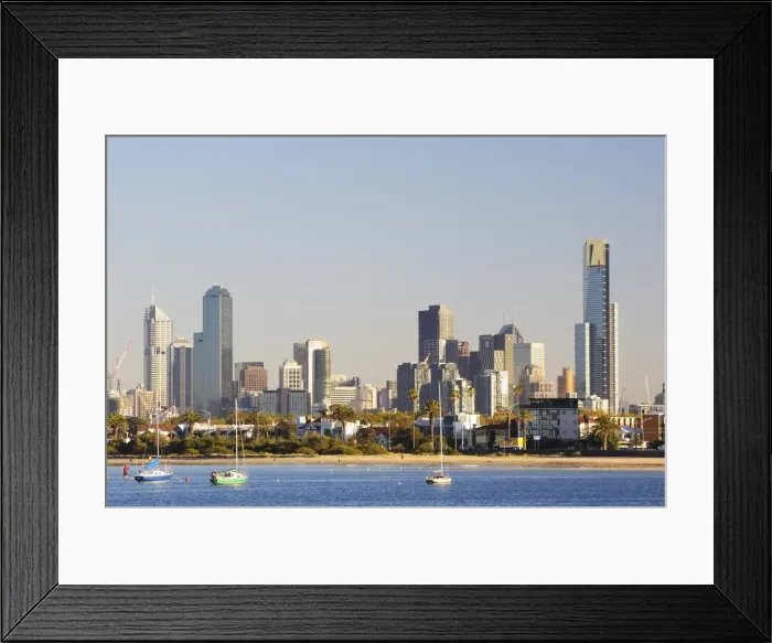 Framed Print : Melbourne skyline, seen from St. Kilda, Melbourne, Victoria, Australia, Pacific Framed Print : Melbourne skyline, seen from St. Kilda, Melbourne, Victoria, Australia, Pacific