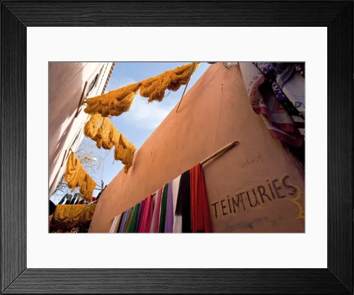 Framed Print : The Dyers Souks, freshly dyed wools drying, Medina, Marrakech (Marrakesh) Framed Print : The Dyers Souks, freshly dyed wools drying, Medina, Marrakech (Marrakesh)