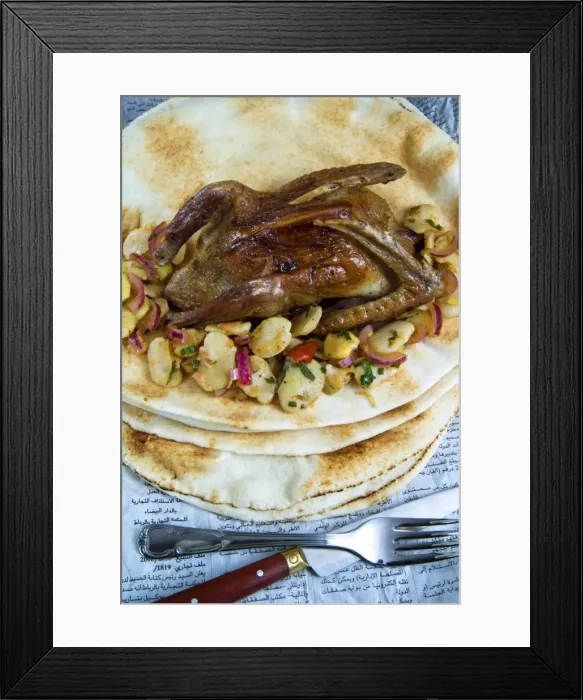 Framed Print : Egyptian roasted pigeon, Middle Eastern food, Egypt, North Africa, Africa Framed Print : Egyptian roasted pigeon, Middle Eastern food, Egypt, North Africa, Africa