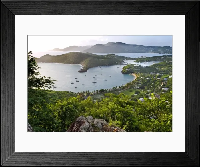 Framed Print : View of Falmouth Harbour from Shirley Heights, Antigua, Leeward Islands