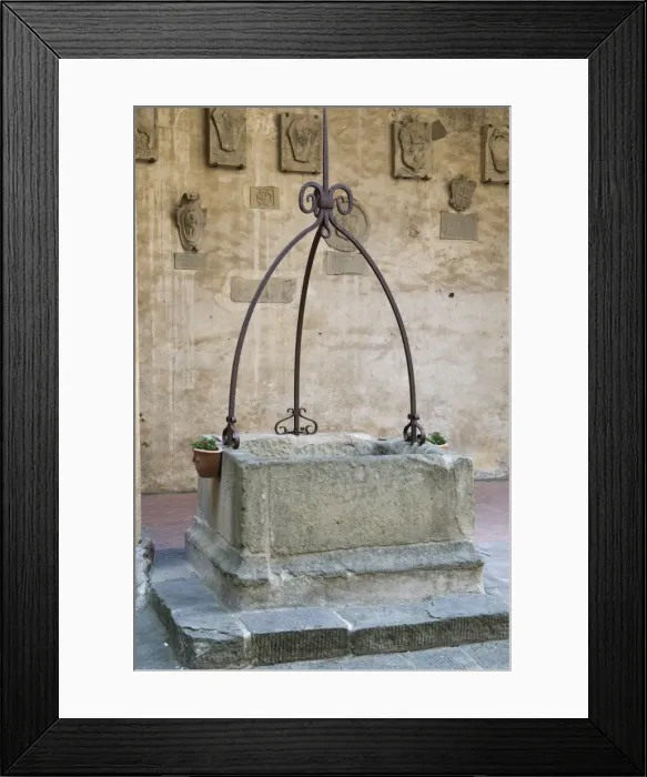 Framed Print : Medieval well, Palazzo dei Vicari, Scarperia, Florence, Tuscany, Italy, Europe Framed Print : Medieval well, Palazzo dei Vicari, Scarperia, Florence, Tuscany, Italy, Europe