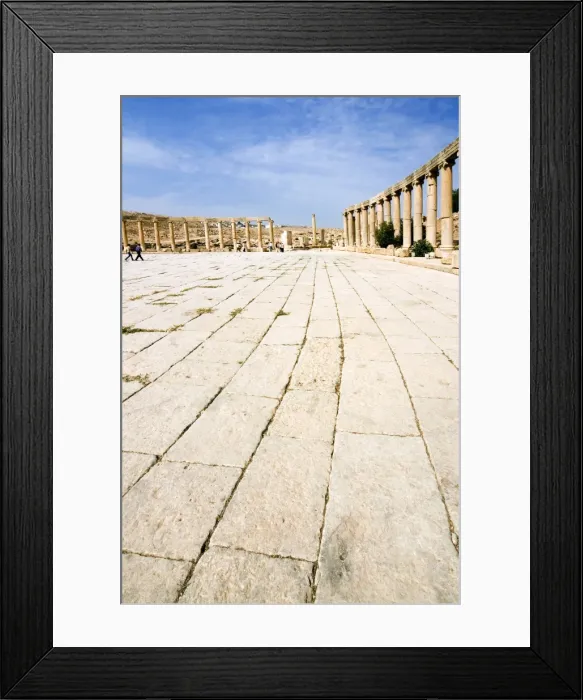 Framed Print : Oval Plaza with colonnade and Ionic columns, Jerash (Gerasa) a Roman Decapolis city Framed Print : Oval Plaza with colonnade and Ionic columns, Jerash (Gerasa) a Roman Decapolis city