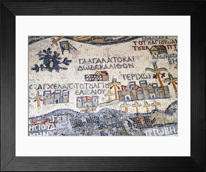 Framed Print : Mosaics showing map of Palestine, St. George Orthodox Christian Church Framed Print : Mosaics showing map of Palestine, St. George Orthodox Christian Church