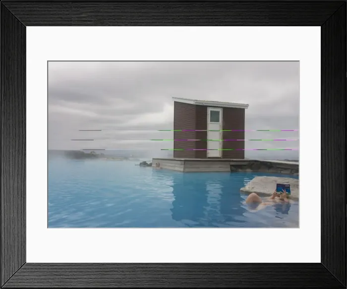 Framed Print : Young woman enjoying bathing in hot spring, Myvatn, Iceland, Polar Regions