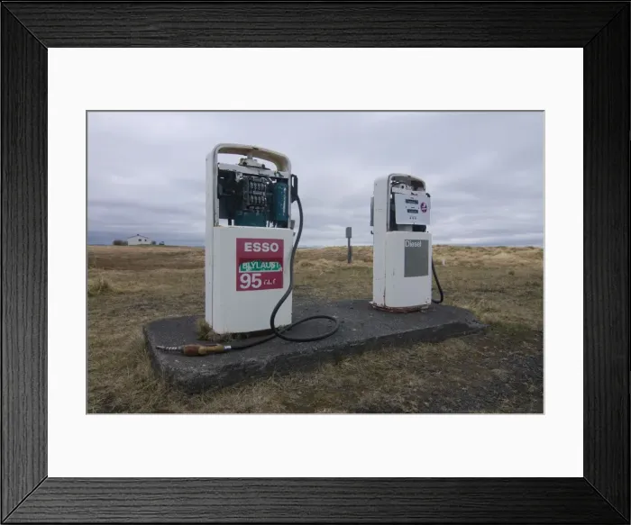Framed Print : Old petrol pumps in wilderness, Krafla, Iceland, Polar Regions Framed Print : Old petrol pumps in wilderness, Krafla, Iceland, Polar Regions