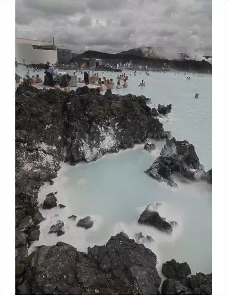 People bathing in hot spring, Blue Lagoon, Iceland, Polar Regions