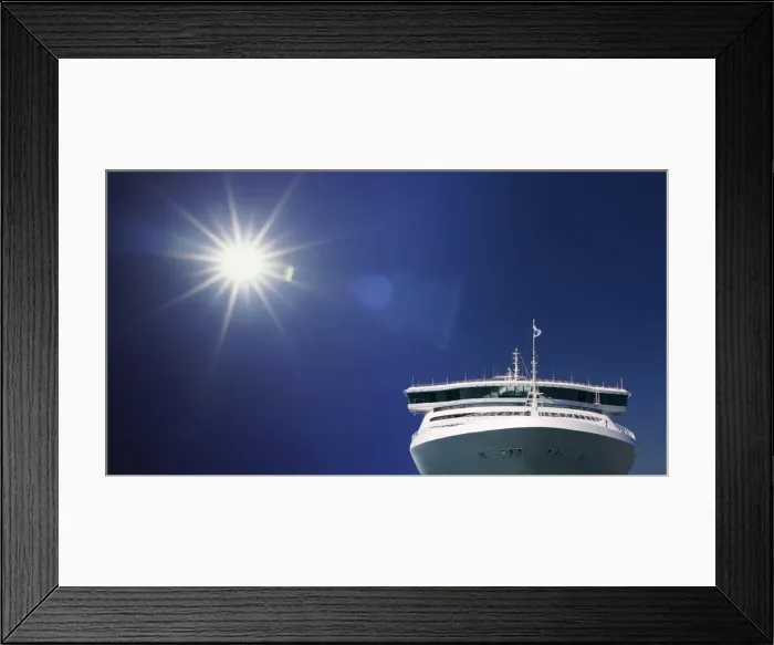 Framed Print : Generic cruise ship 2 and sunburst Framed Print : Generic cruise ship 2 and sunburst