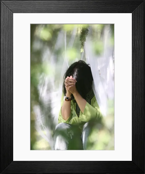 Framed Print : Woman praying, France, Europe Framed Print : Woman praying, France, Europe