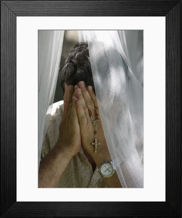 Framed Print : Man praying with rosary, Chatillon-sur-Chalaron, Ain, France, Europe Framed Print : Man praying with rosary, Chatillon-sur-Chalaron, Ain, France, Europe