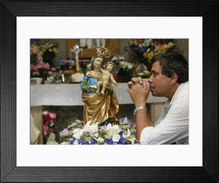 Framed Print : Prayer at Notre-Dame de la Gorge, Haute-Savoie, France, Europe Framed Print : Prayer at Notre-Dame de la Gorge, Haute-Savoie, France, Europe