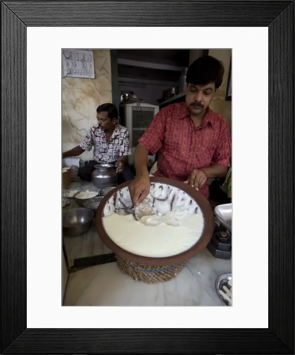 Framed Print : Yoghourt for lassi, an Indian yoghourt drink, from the Lassiwallah, Jaipur Framed Print : Yoghourt for lassi, an Indian yoghourt drink, from the Lassiwallah, Jaipur