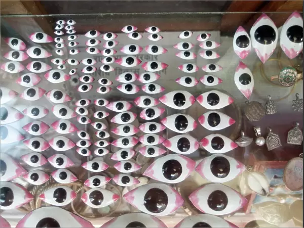 Enamel eyes for deities made for shrines, Udaipur, Rajasthan, India, Asia