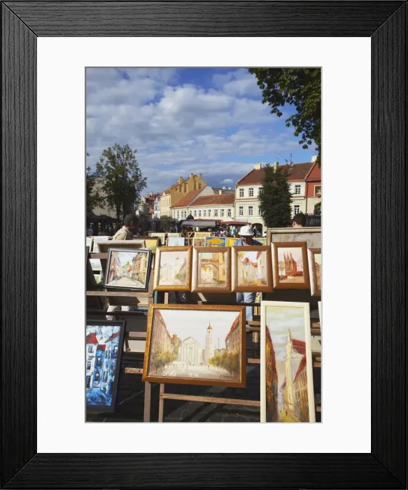 Framed Print : Paintings for sale at Craft Market, Vilnius, Lithuania, Baltic States, Europe Framed Print : Paintings for sale at Craft Market, Vilnius, Lithuania, Baltic States, Europe