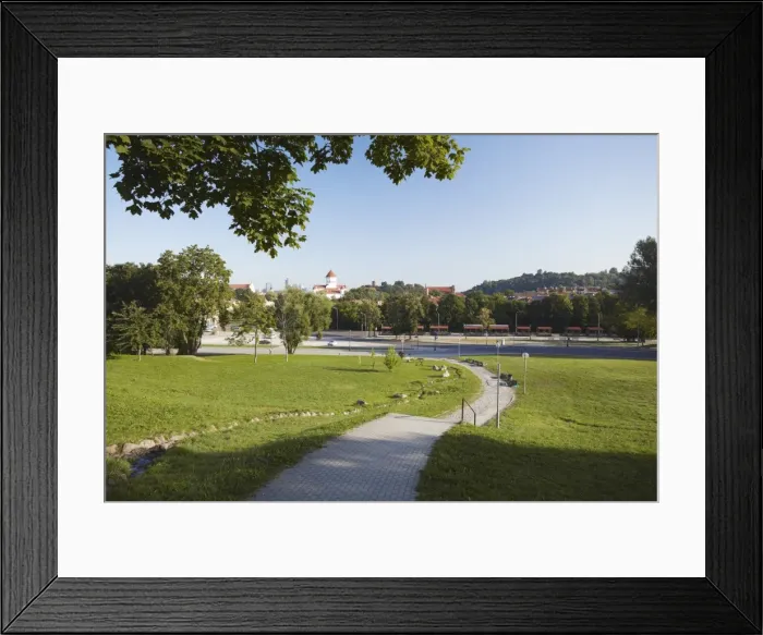 Framed Print : Park in West Vilnius with Church of The Holy Mother of God in background Framed Print : Park in West Vilnius with Church of The Holy Mother of God in background