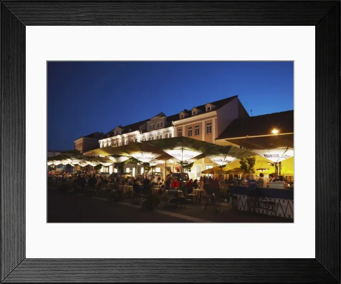 Framed Print : Outdoor cafes in Town Hall Square, Vilnius, Lithuania, Baltic States, Europe