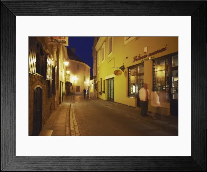 Framed Print : People walking along Stikliu Gatve at dusk, Vilnius, Lithuania, Baltic States, Europe Framed Print : People walking along Stikliu Gatve at dusk, Vilnius, Lithuania, Baltic States, Europe