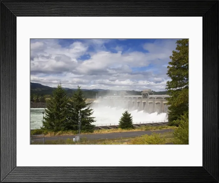 Framed Print : Bonneville Dam and Locks in the Columbia River Gorge, Greater Portland Region Framed Print : Bonneville Dam and Locks in the Columbia River Gorge, Greater Portland Region