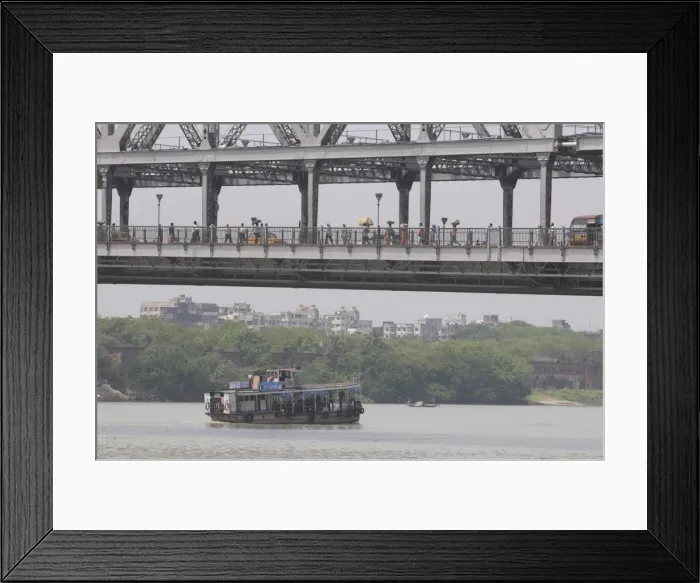 Framed Print : Passenger ferry under Howrah Bridge, Kolkata, West Bengal, India, Asia Framed Print : Passenger ferry under Howrah Bridge, Kolkata, West Bengal, India, Asia