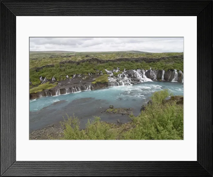 Framed Print : Waterfalls flowing down the rocks Hraunfossar, Iceland, Polar Regions Framed Print : Waterfalls flowing down the rocks Hraunfossar, Iceland, Polar Regions