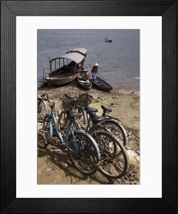 Framed Print : Cycles and ferry, Hoi Ann River, Hue, Vietnam, Indochina, Southeast Asia, Asia Framed Print : Cycles and ferry, Hoi Ann River, Hue, Vietnam, Indochina, Southeast Asia, Asia