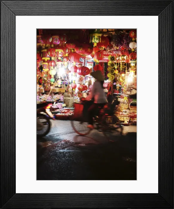 Framed Print : Cyclist in front of lantern stall, Hanoi, Vietnam, Indochina, Southeast Asia, Asia Framed Print : Cyclist in front of lantern stall, Hanoi, Vietnam, Indochina, Southeast Asia, Asia