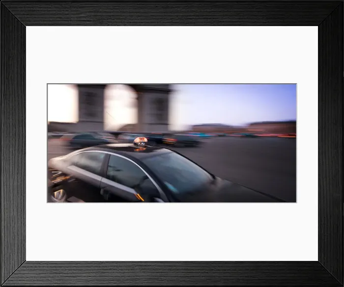 Framed Print : Taxi, Arc de Triomphe, Paris, France, Europe Framed Print : Taxi, Arc de Triomphe, Paris, France, Europe