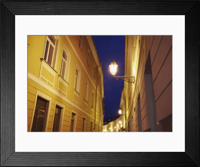 Framed Print : Stikliu Gatve at dusk, Vilnius, Lithuania, Baltic States, Europe Framed Print : Stikliu Gatve at dusk, Vilnius, Lithuania, Baltic States, Europe