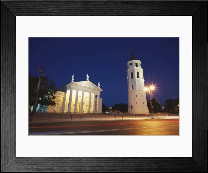Framed Print : Vilnius Cathedral and Bell Tower at dusk, Vilnius, Lithuania, Baltic States, Europe