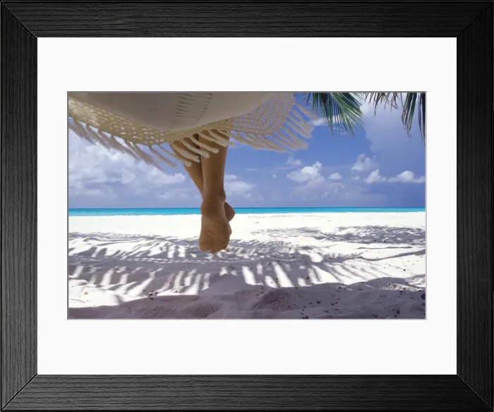 Framed Print : Woman sitting on a hammock overlooking sea, The Maldives, Indian Ocean, Asia Framed Print : Woman sitting on a hammock overlooking sea, The Maldives, Indian Ocean, Asia