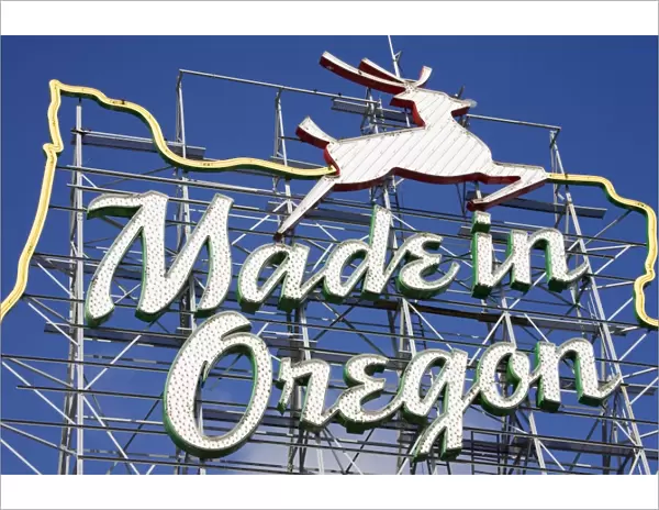 Made in Oregon sign in the Old Town District of Portland, Oregon, United States of America