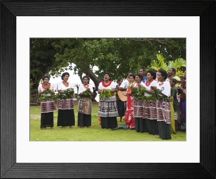 Framed Print : Islanders performing traditional songs and dance, Beg Island, Fiji, South Pacific Framed Print : Islanders performing traditional songs and dance, Beg Island, Fiji, South Pacific