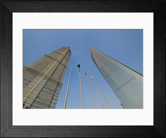 Framed Print : The Jin Mao Tower on the left, and the Shanghai World Financial Center on the right Framed Print : The Jin Mao Tower on the left, and the Shanghai World Financial Center on the right
