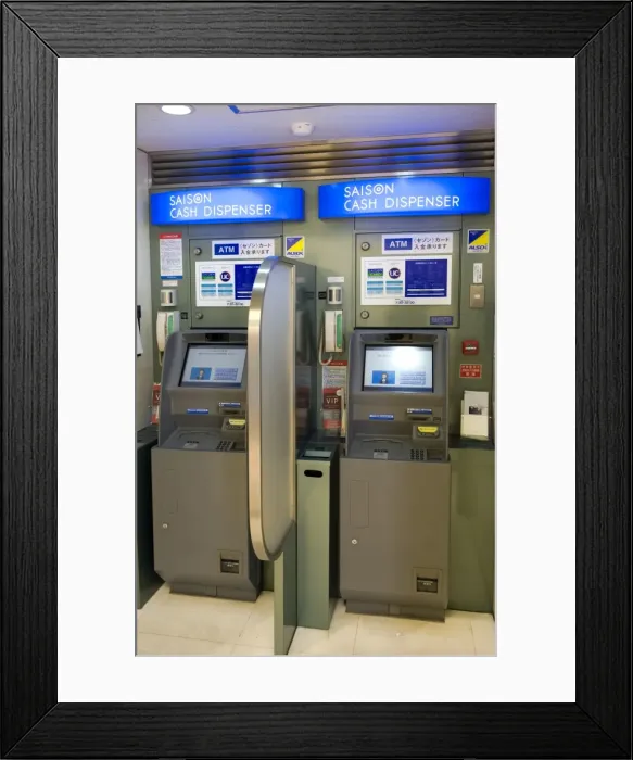 Framed Print : Bank teller machines in Japan, Asia Framed Print : Bank teller machines in Japan, Asia