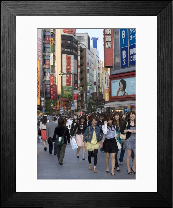 Framed Print : Busy shopping district along Shinjuku-dori Street near East Shinjuku train station Framed Print : Busy shopping district along Shinjuku-dori Street near East Shinjuku train station