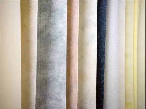 Variety of tones and textures of traditional Japanese hand-made washi paper, Japan, Asia