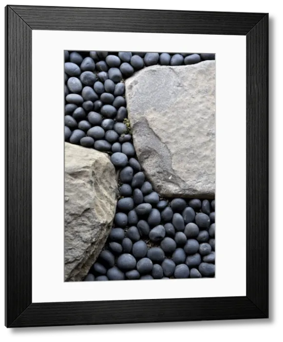 Framed Print : Stepping stone detail in a traditional Japanese landscape garden, Japan Framed Print : Stepping stone detail in a traditional Japanese landscape garden, Japan