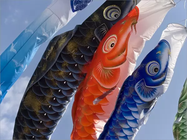 Koinobori, or carp streamers, seen throughout Japan around Childrens Day