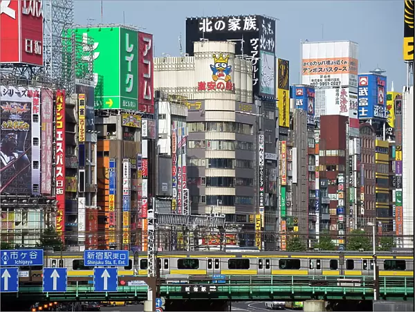 JR railway in East Shinjuku, above Yasukuni-dori Street in the Kabukicho district