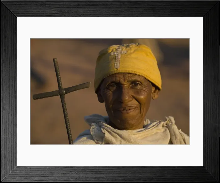 Framed Print : Pilgrim during the celebrations for the Orthodox Christmas in Lalibela, Ethiopia, Africa