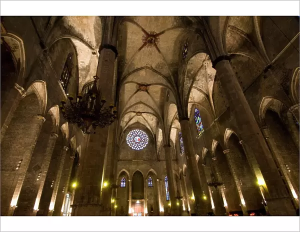 Catalan Gothic church of Santa Maria del Mar, Barcelona, Catalonia, Spain, Europe