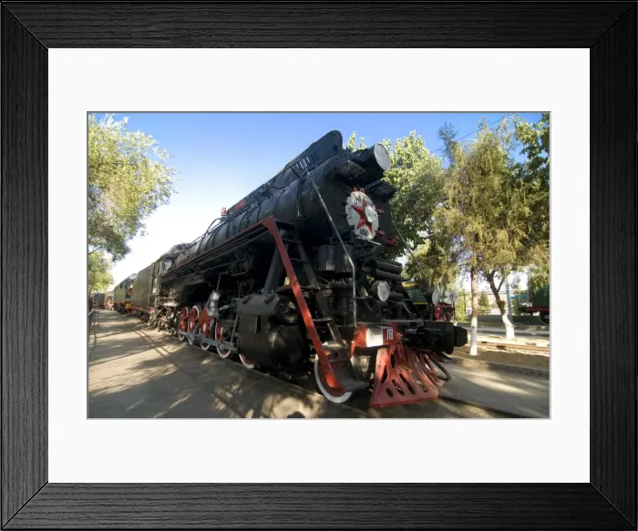 Framed Print : Front of an old locomotive, Railway Museum, Tashkent, Uzbekistan, Central Asia, Asia