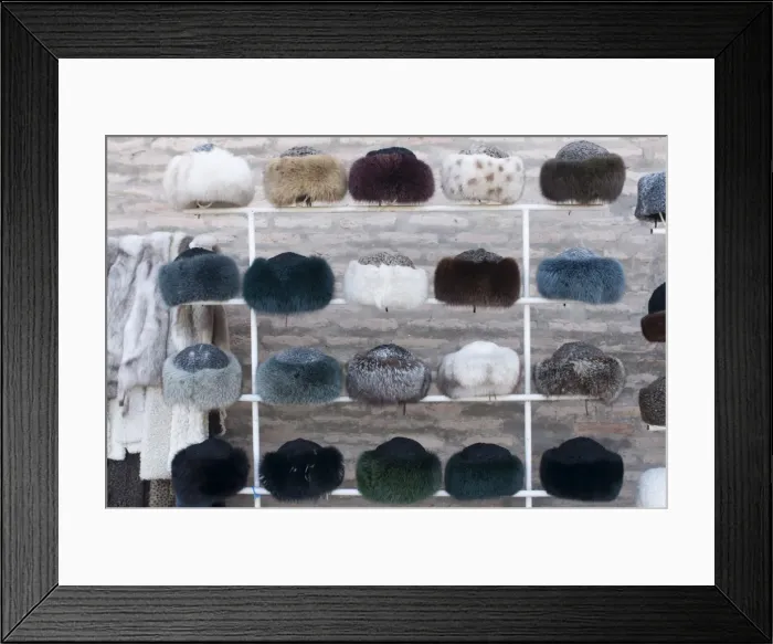 Framed Print : Fur hats for sale, Khiva, Uzbekistan, Central Asia, Asia Framed Print : Fur hats for sale, Khiva, Uzbekistan, Central Asia, Asia
