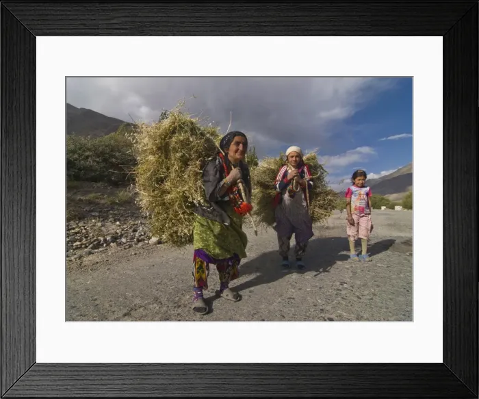 Framed Print : Farmers with harvested hay, Wakhan Valley, Tajikistan, Central Asia, Asia Framed Print : Farmers with harvested hay, Wakhan Valley, Tajikistan, Central Asia, Asia